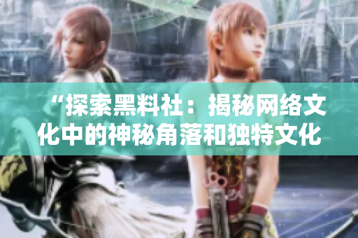 “探索黑料社：揭秘网络文化中的神秘角落和独特文化现象”