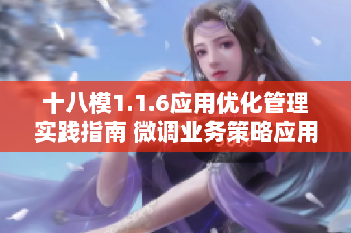 十八模1.1.6应用优化管理实践指南 微调业务策略应用