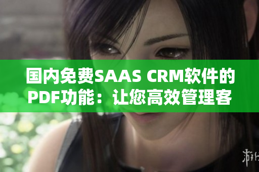 国内免费SAAS CRM软件的PDF功能：让您高效管理客户关系